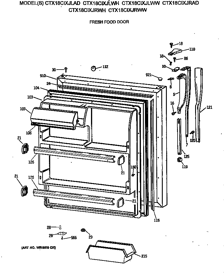 Hotpoint CTX18CIXJRWH fresh food door diagram