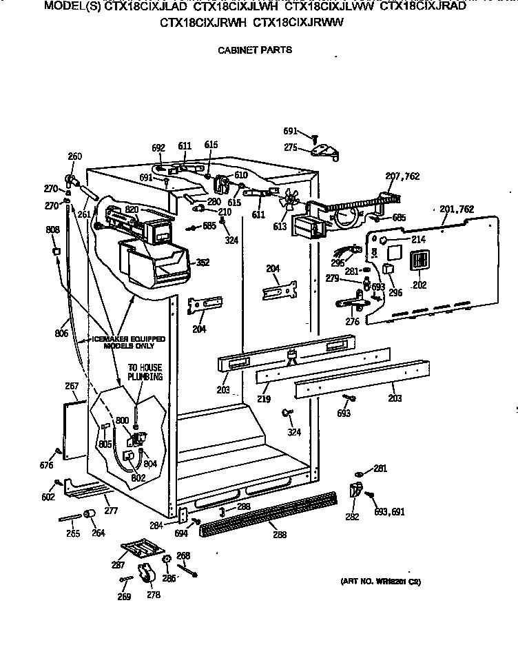 Hotpoint CTX18CIXJRWH cabinet parts diagram