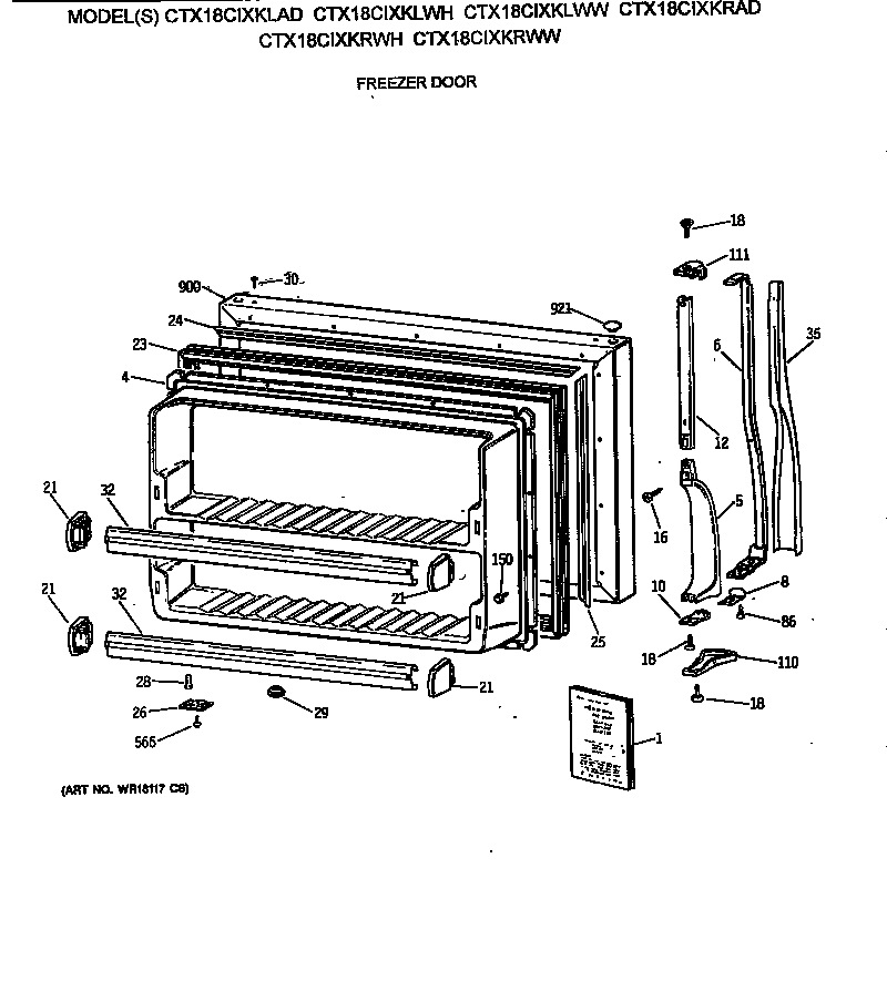 Hotpoint CTX18CIXKLAD freezer door diagram