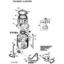 Hotpoint WLW3000BAL tub, basket and agitator diagram