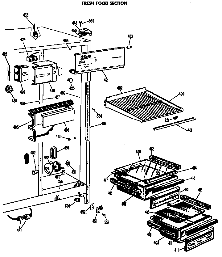 Hotpoint CSF20ECC fresh food section diagram