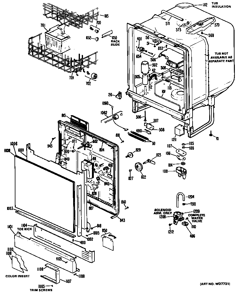 Hotpoint HDA2000G01 tub/door assemblies diagram
