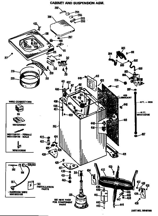 Hotpoint WLW4700BNL cabinet and suspension asm. diagram