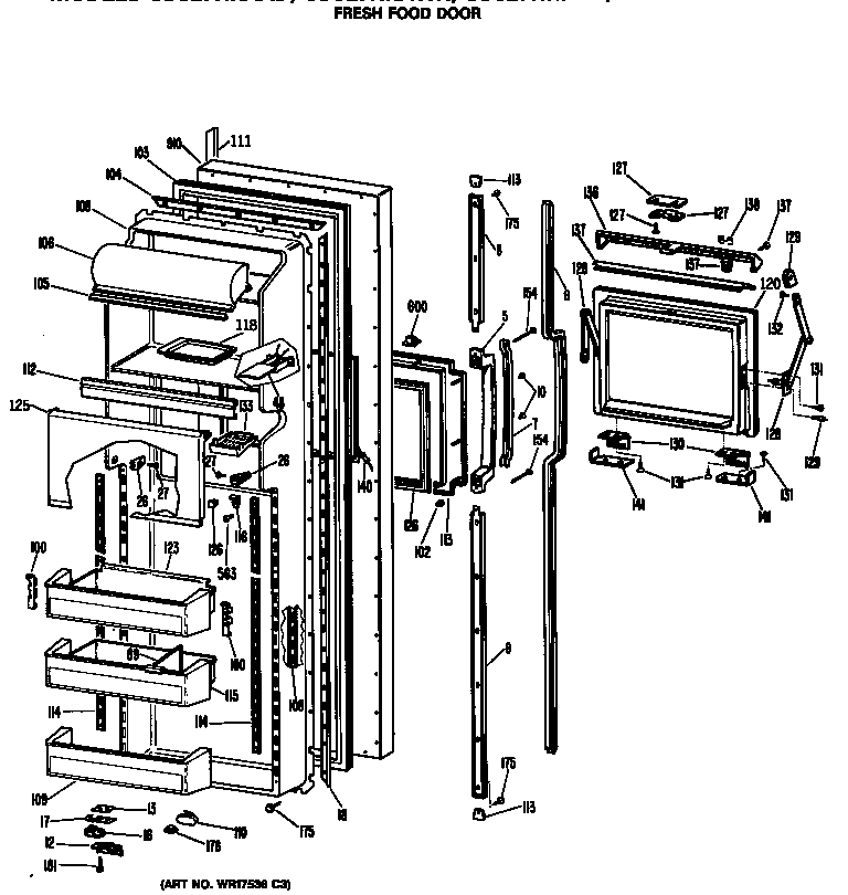 Hotpoint CSC27HRAWH fresh food door diagram