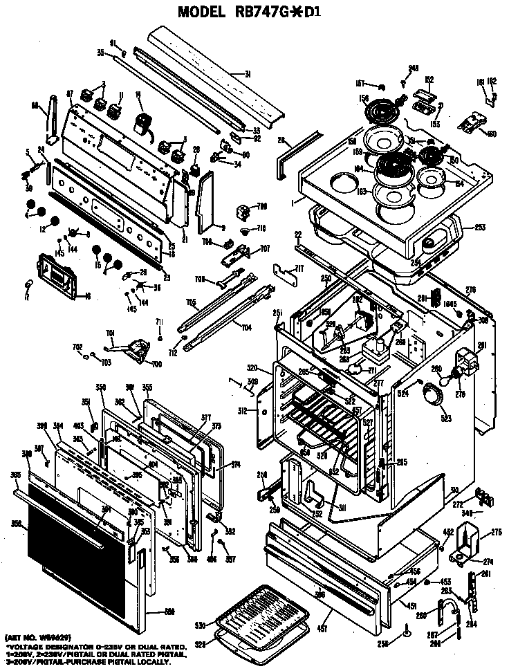 Hotpoint RB747G*D1 oven assembly diagram