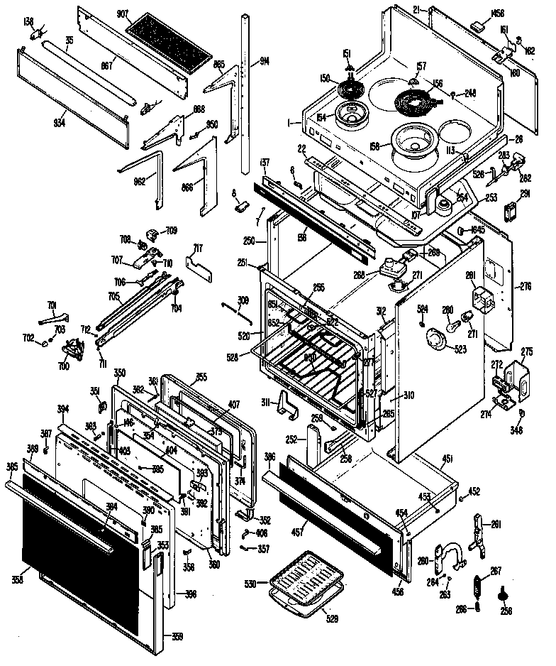 Hotpoint RH960G*01 range assemblly diagram