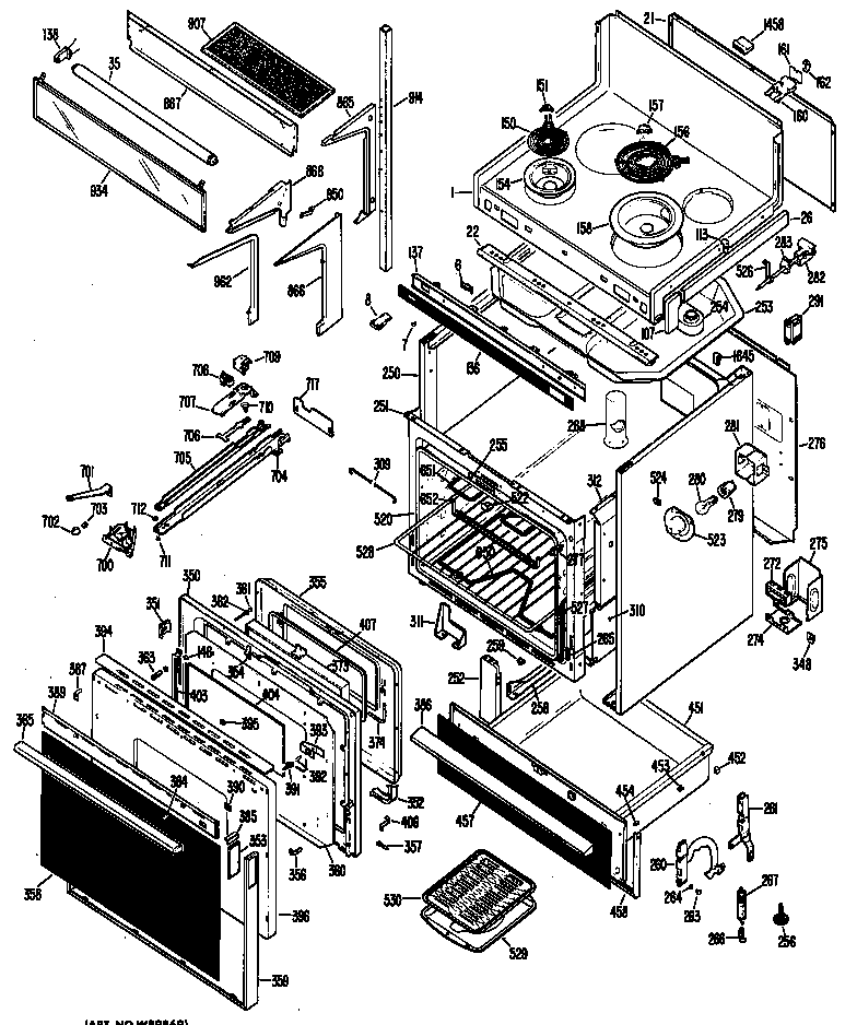 Hotpoint RH960G*02 range assembly diagram