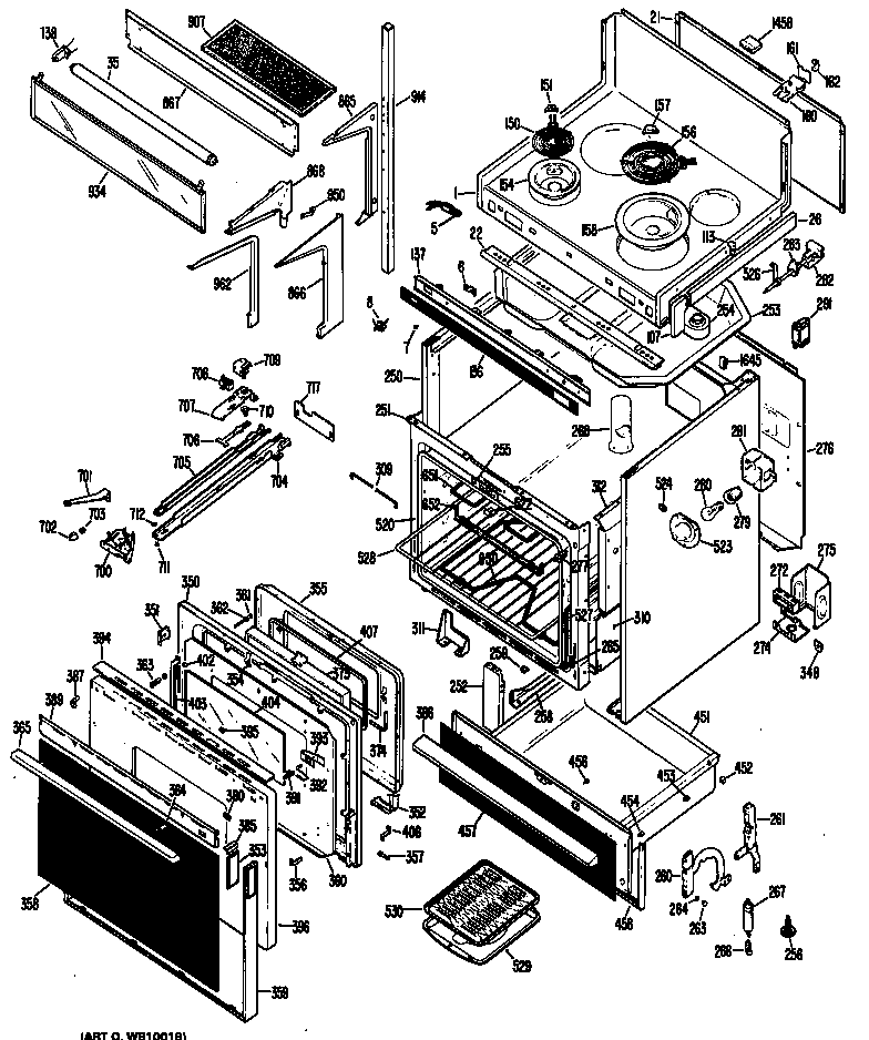 Hotpoint RH960G*03 range assembly diagram