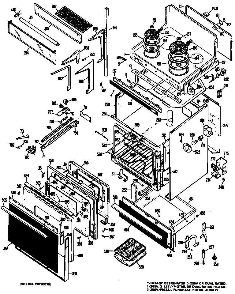Hotpoint RH960G*04 range assembly diagram
