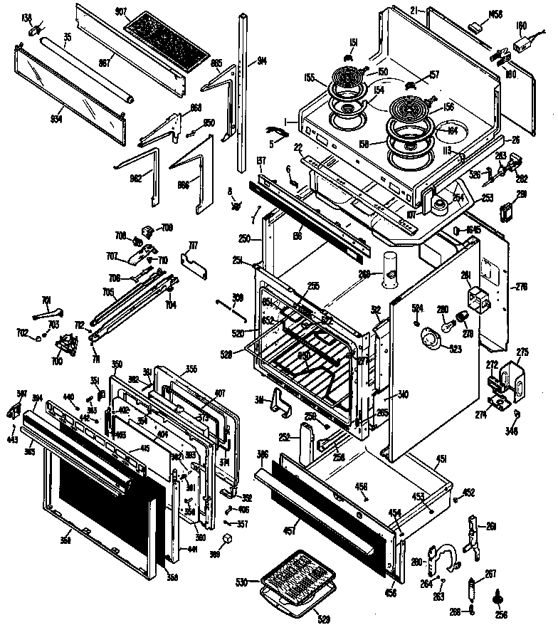Hotpoint RH961G*H2 range assembly diagram