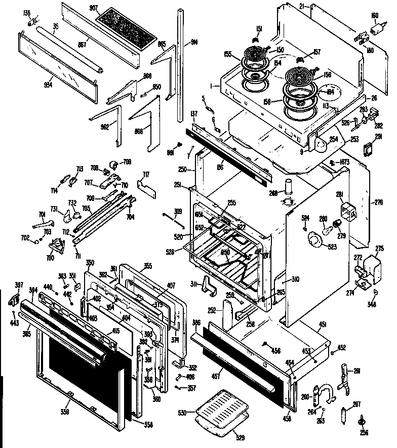 Hotpoint RH962V*K1 range assembly diagram