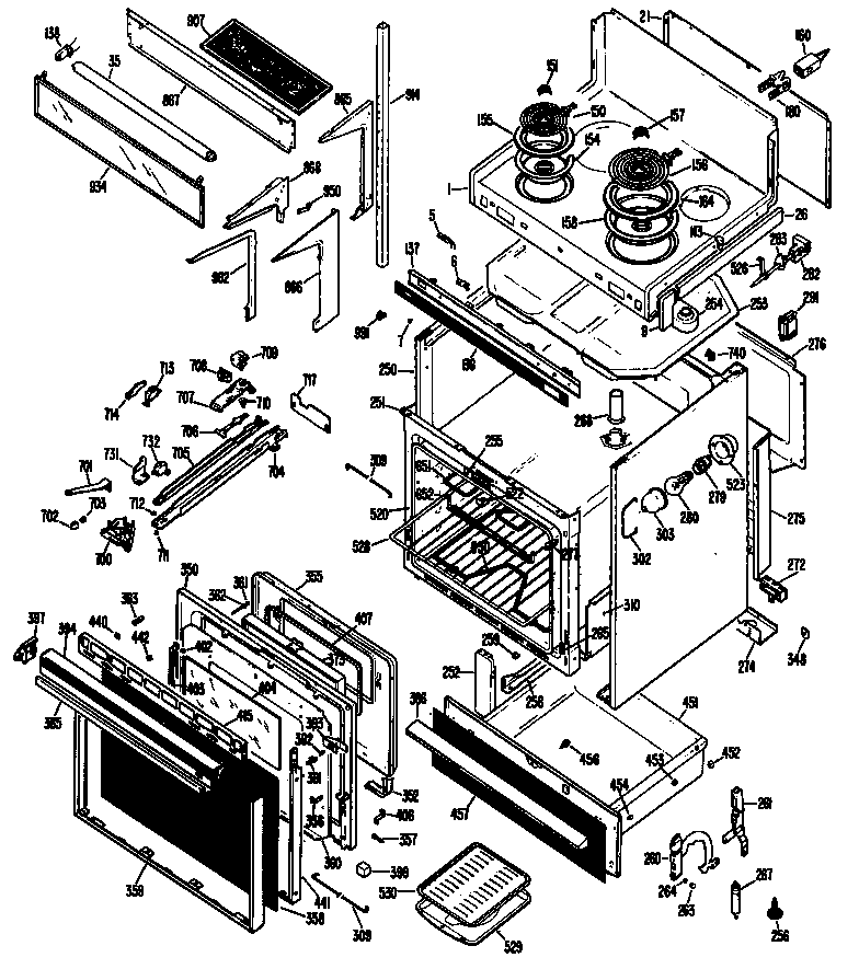 Hotpoint RH962N*K4 range assembly diagram