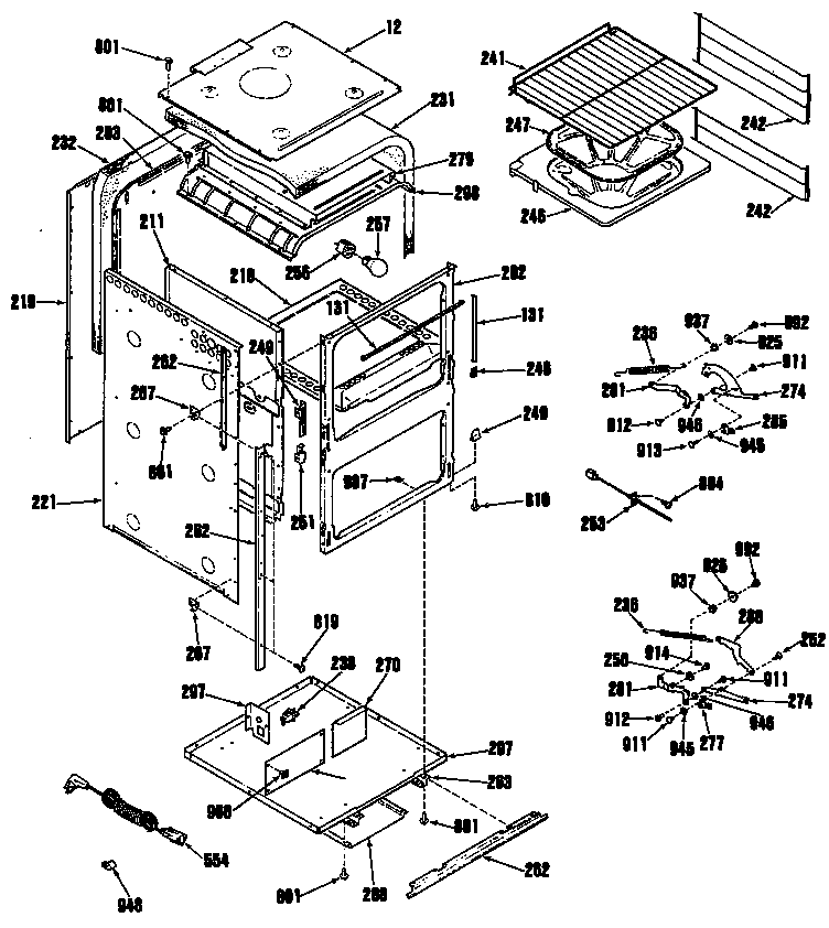 Hotpoint RGJ515GEL3 oven assembly diagram