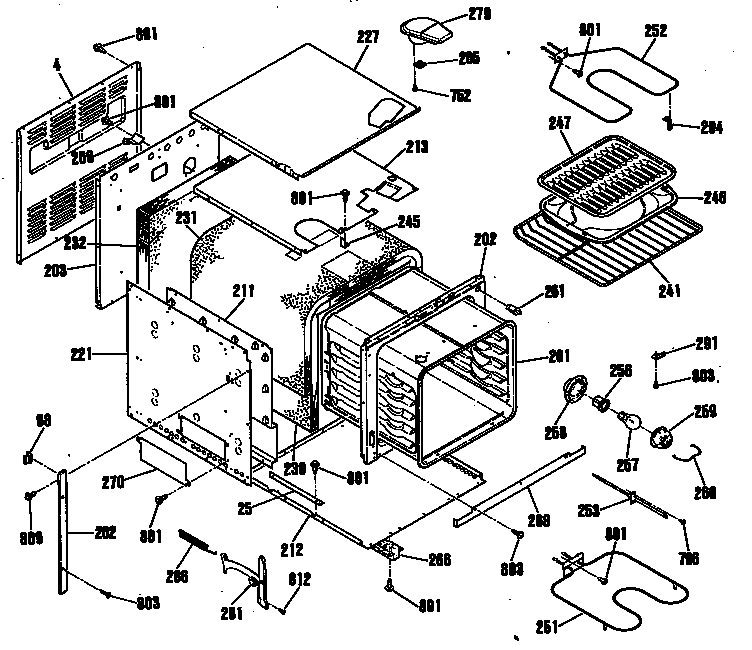 Hotpoint RJ734GP3BG oven assembly diagram