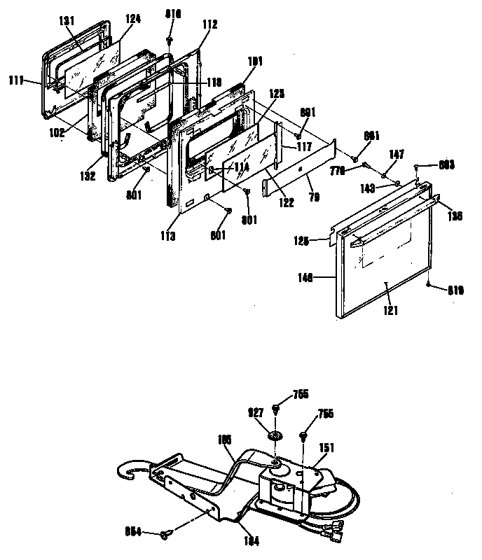 Hotpoint RJ734GP3BG door/lock diagram
