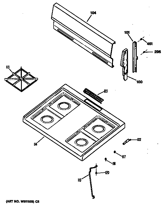 Hotpoint RGB524GPS2 cooktop diagram