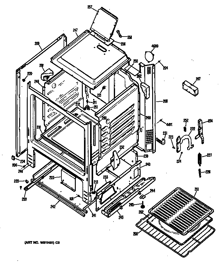 Hotpoint RGB524GPS2 oven assembly diagram