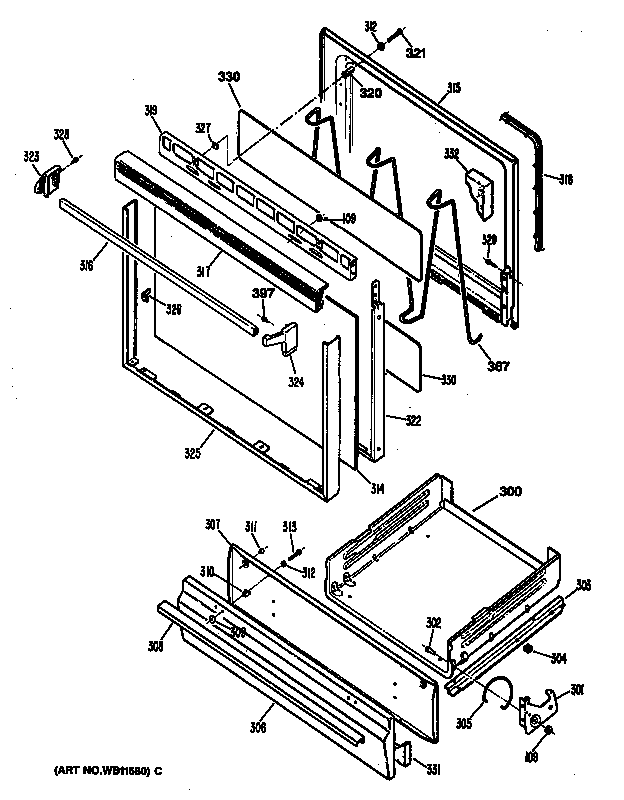Hotpoint RGB524GES1 door diagram