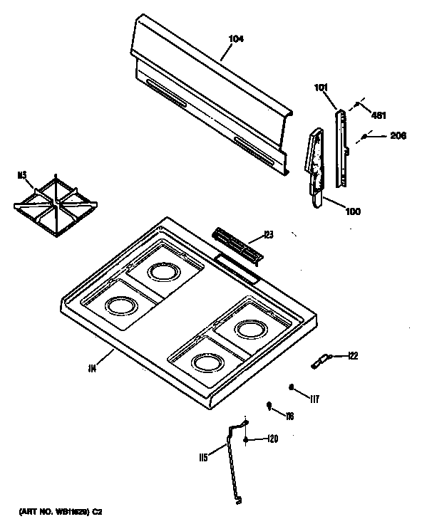 Hotpoint RGB524ER4 cooktop diagram