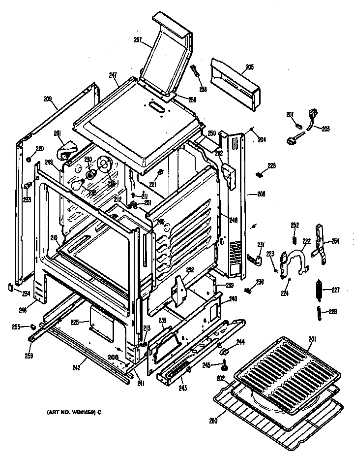 Hotpoint RGB528ER4 oven assembly diagram