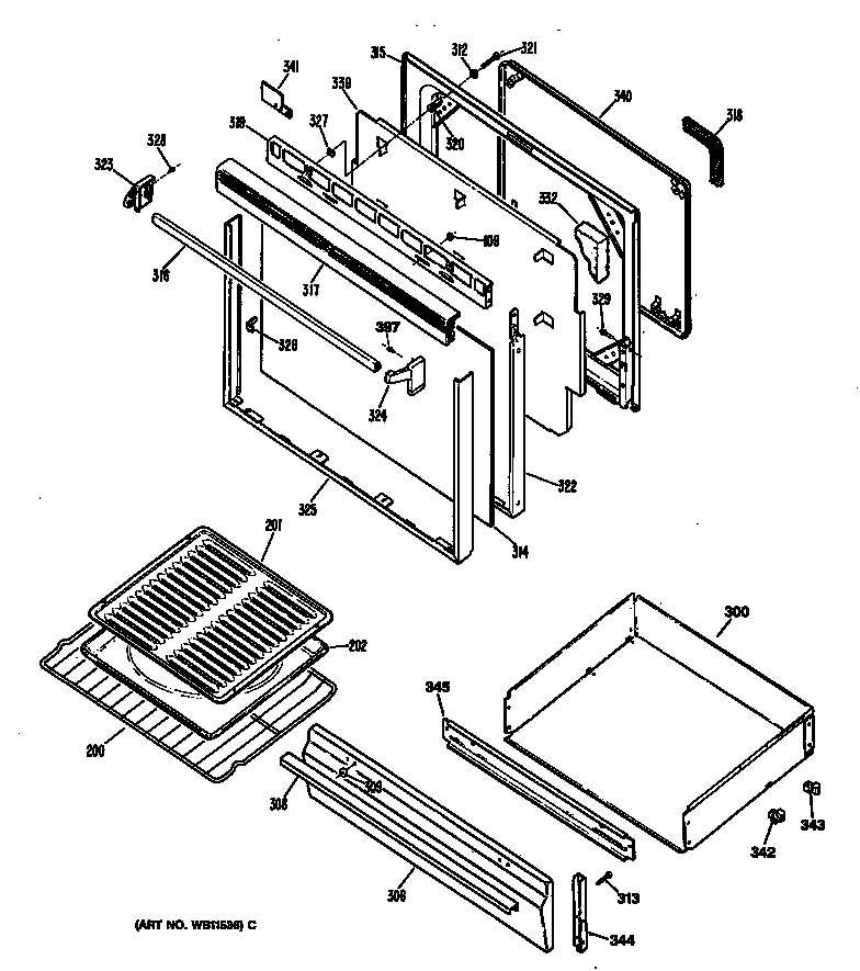 Hotpoint RGB746GES1 door diagram