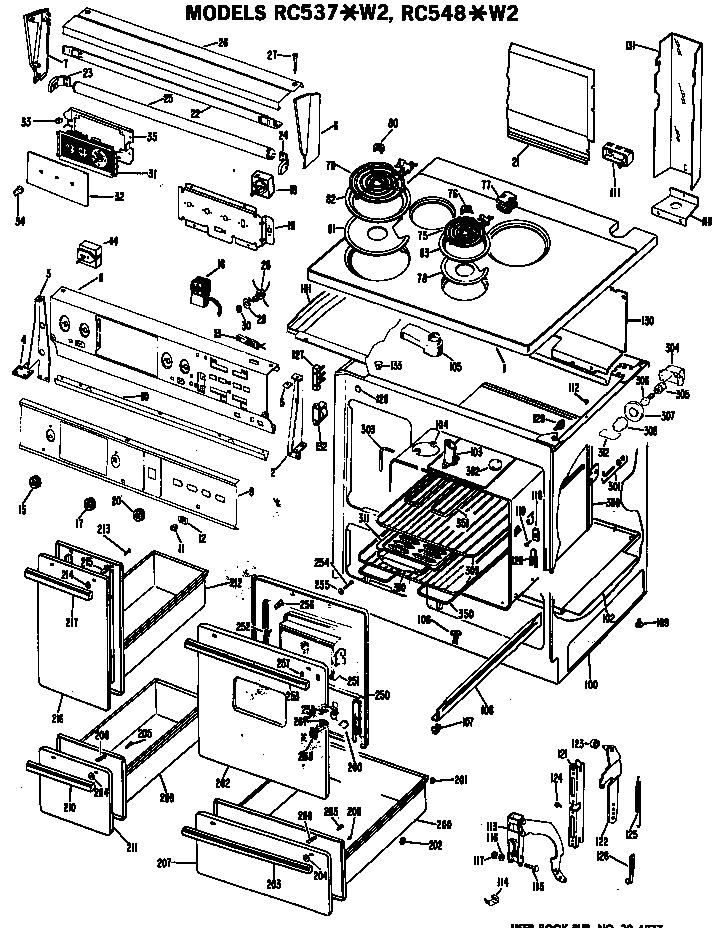 Hotpoint RC548*W2 range assembly diagram