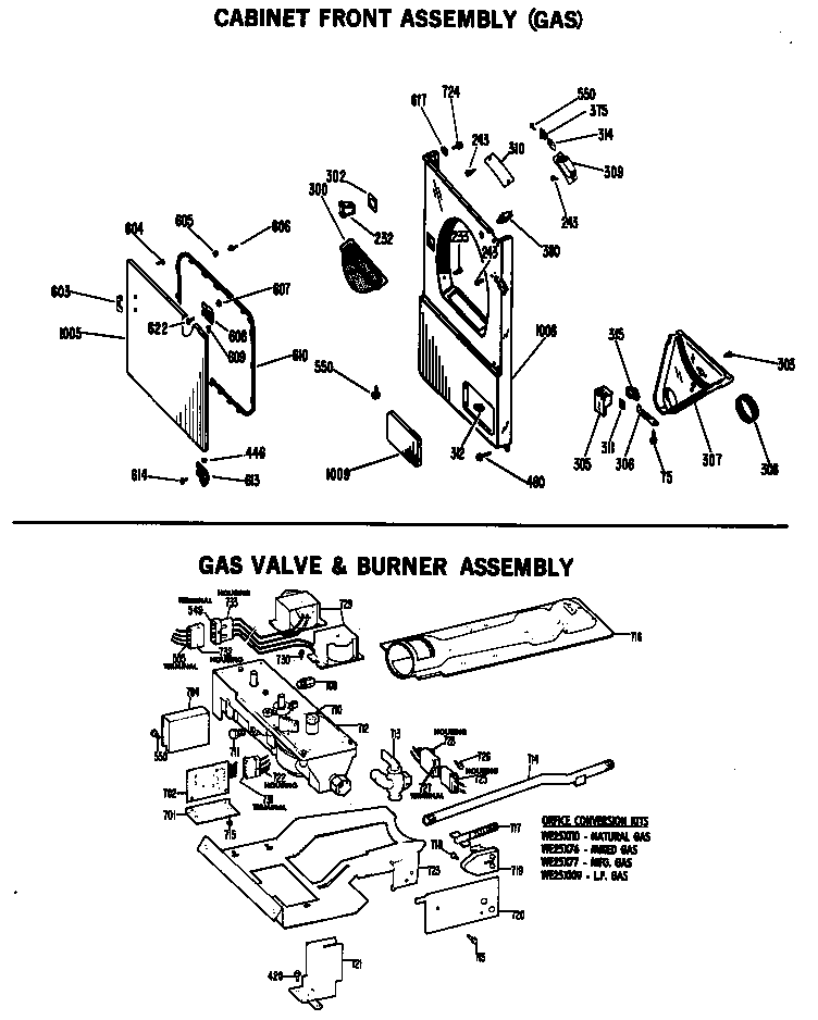 Hotpoint DLL2650ABL gas valve & burner assembly diagram