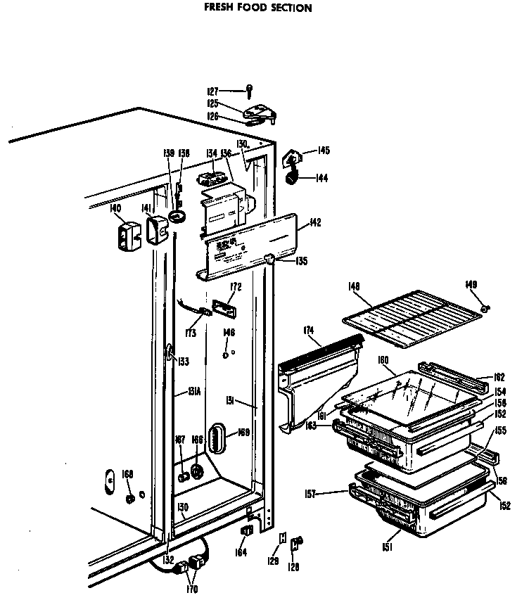 Hotpoint CSF19AYX fresh food section diagram