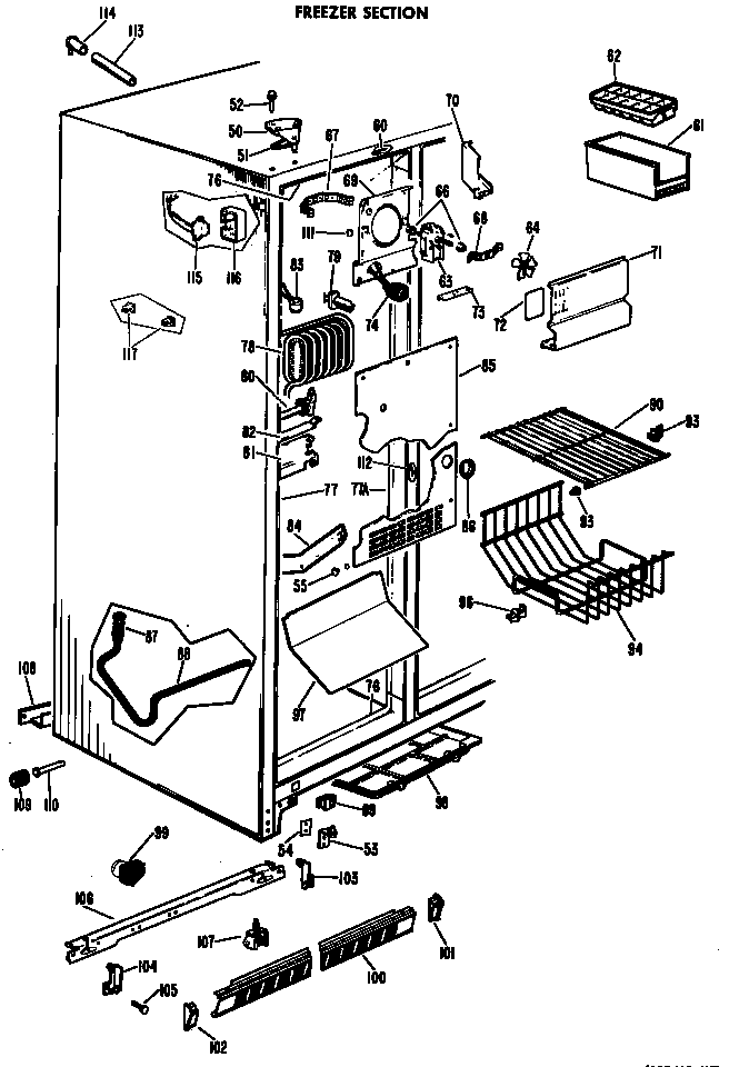 Hotpoint CSF19AYX freezer section diagram