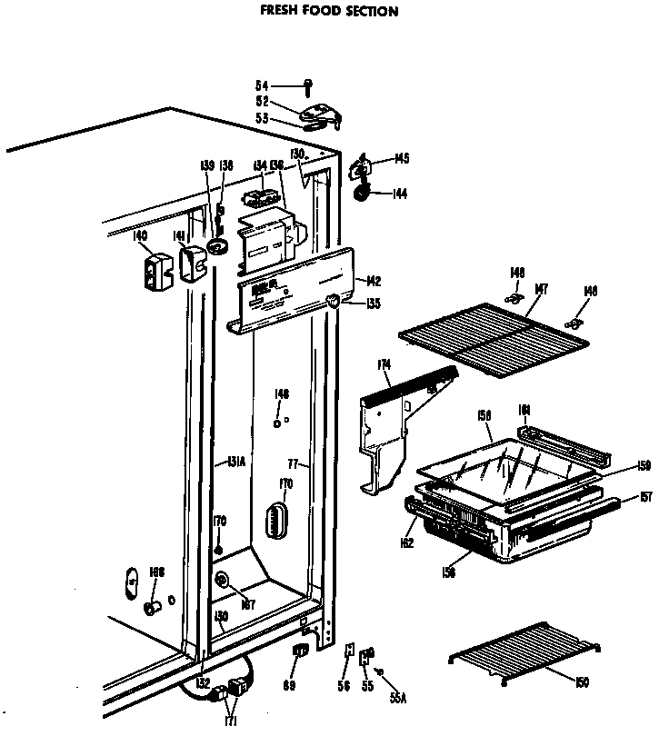 Hotpoint CSF20AAB fresh food section diagram
