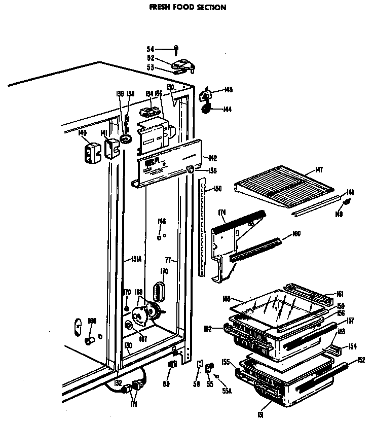 Hotpoint CSF20EAB fresh food section diagram
