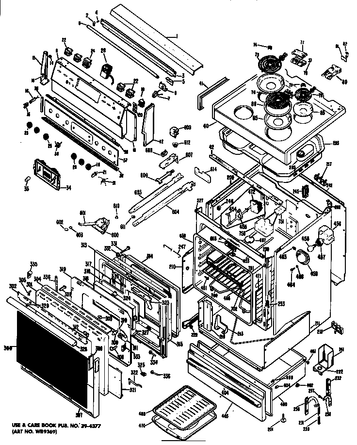 Hotpoint RB747G*A3 range assembly diagram