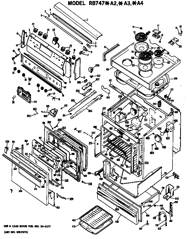 Hotpoint RB747*A2 range assembly diagram