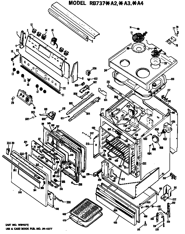 Hotpoint RB737*A4 range assembly diagram