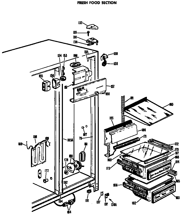 Hotpoint CSF22MBS fresh food section diagram