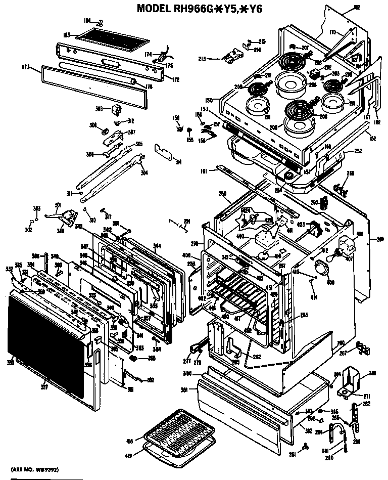 Hotpoint RH966G*Y5 range assembly diagram