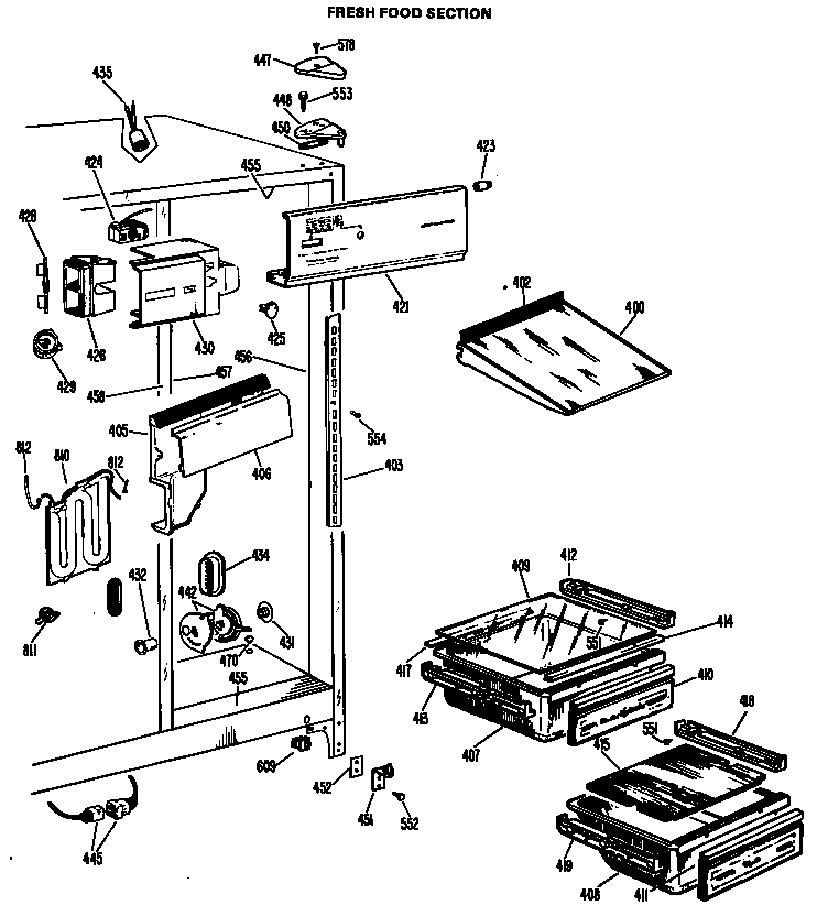 Hotpoint CSF22MBC fresh food section diagram