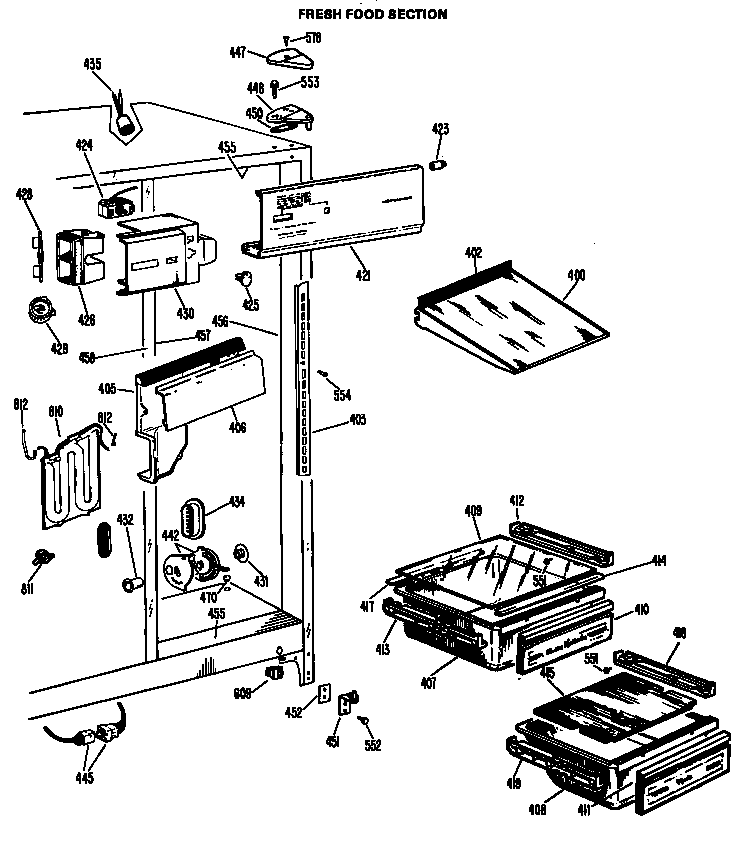 Hotpoint CSF22TBD fresh food section diagram