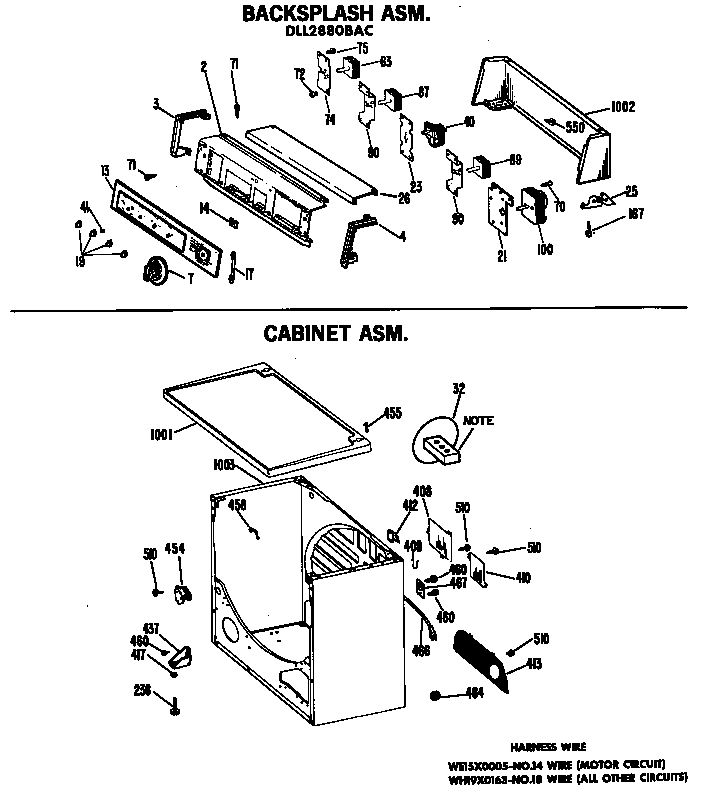 Hotpoint DLL2880BAC cabinet asm. diagram