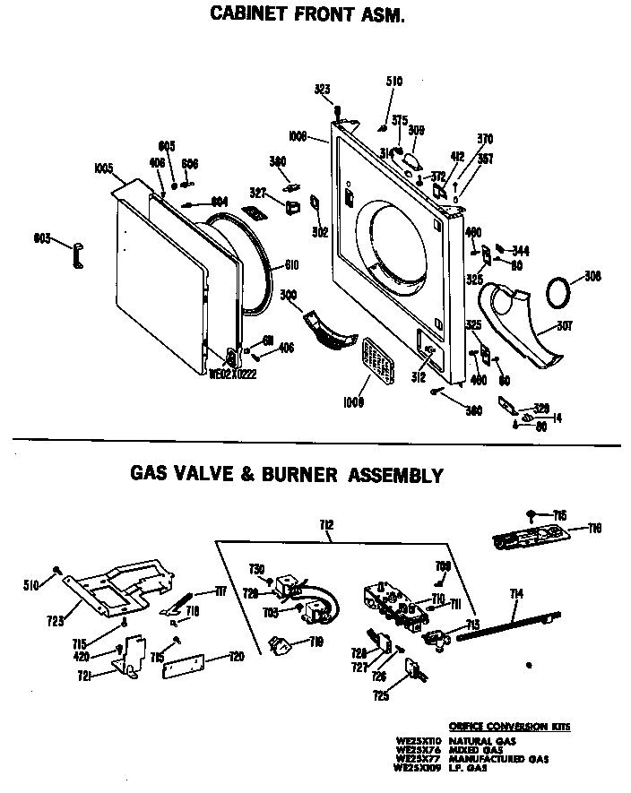 Hotpoint DLL2880BAC gas valve & burner assembly diagram