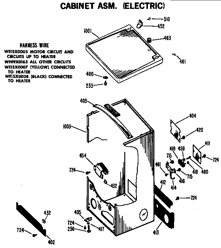 Hotpoint DLB2650BAL cabinet asm. (electric) diagram