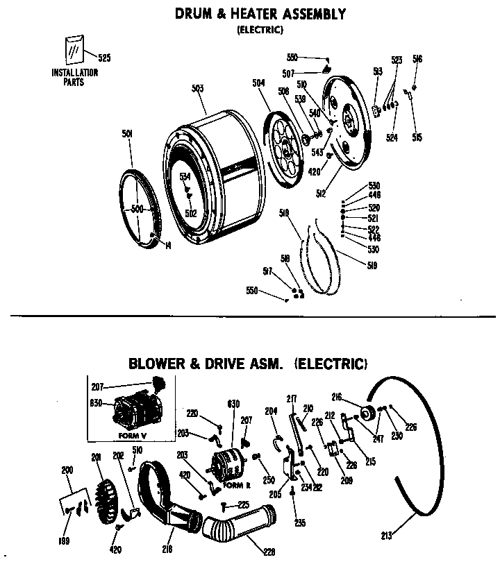 Hotpoint DLB2650BAL blower & drive asm. (electric) diagram