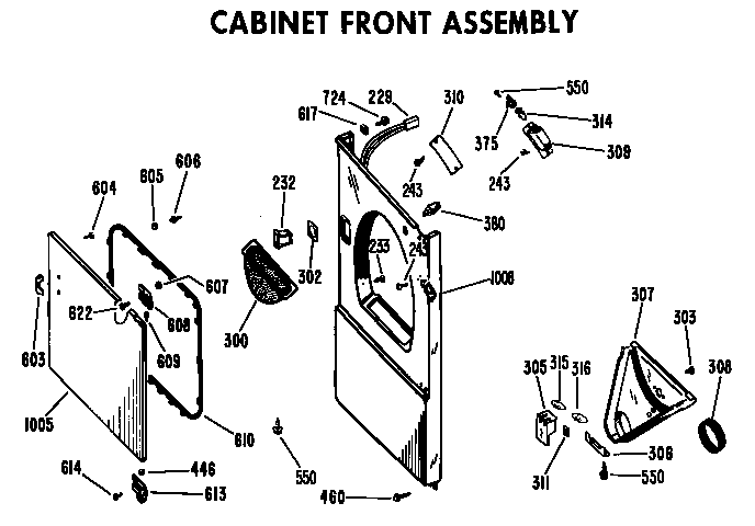 Hotpoint DLB2650BAL cabinet front assembly diagram