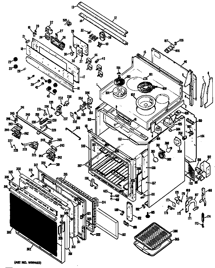 Hotpoint RB942G*02 range assembly diagram