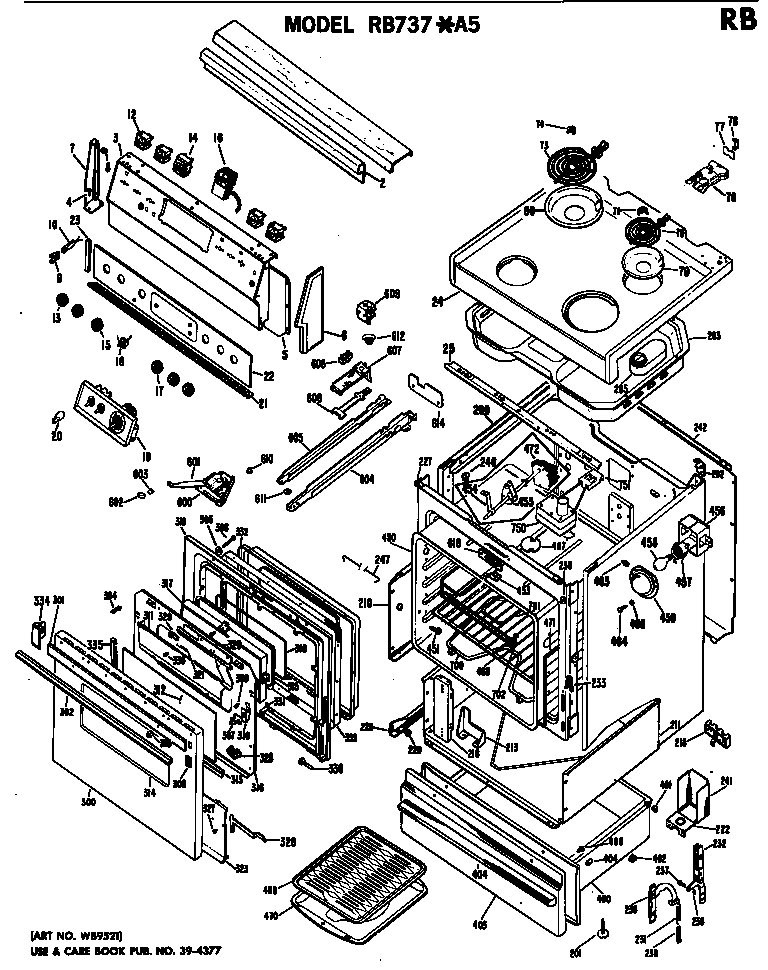 Hotpoint RB737*A5 range assembly diagram