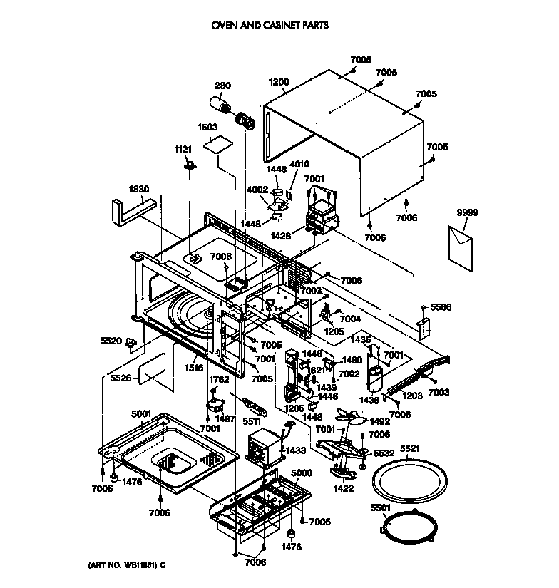 GE JE940WW02 oven and cabinet parts diagram