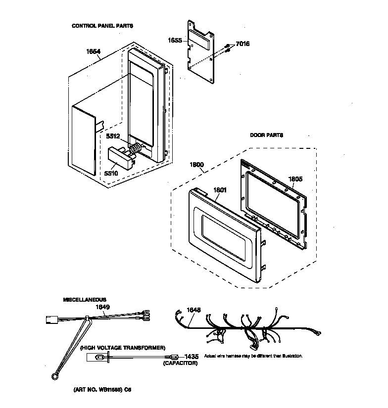 GE JE940WW02 control panel & door parts diagram