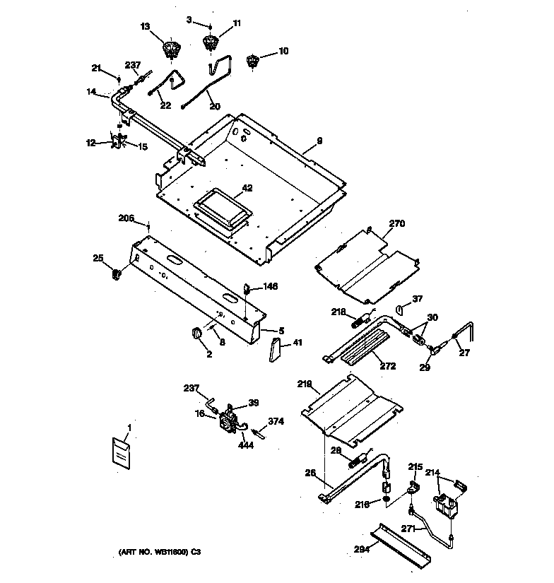 GE JGBP90MEA1BC gas burner parts diagram