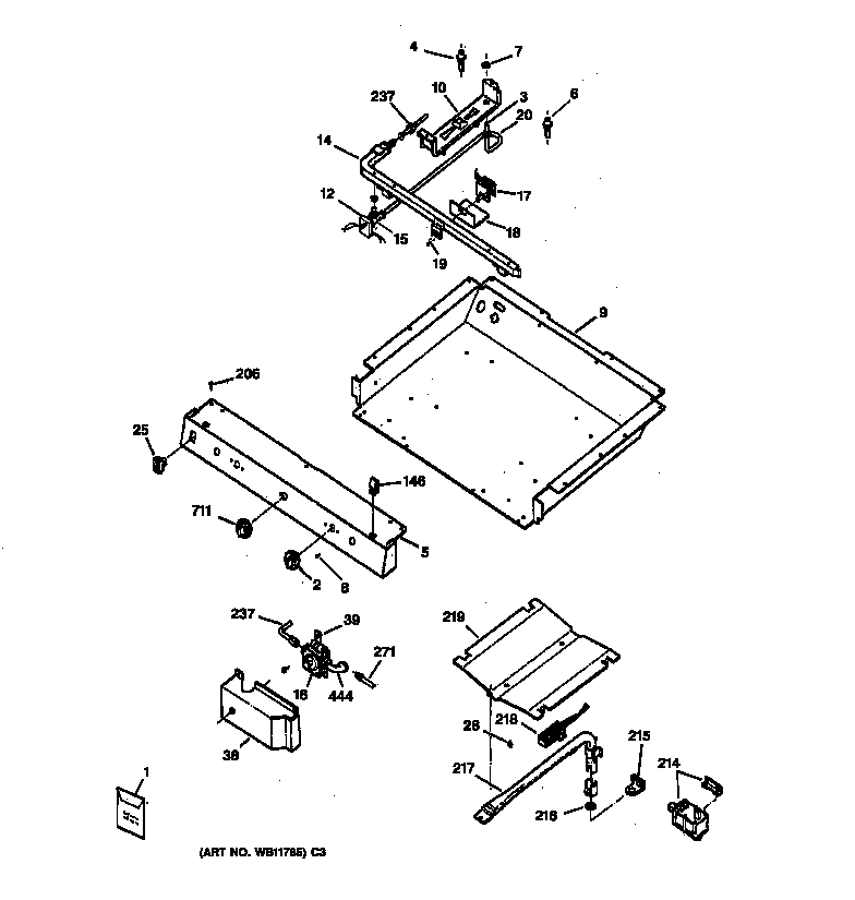 GE LGB146BEA2WH gas & burner parts diagram