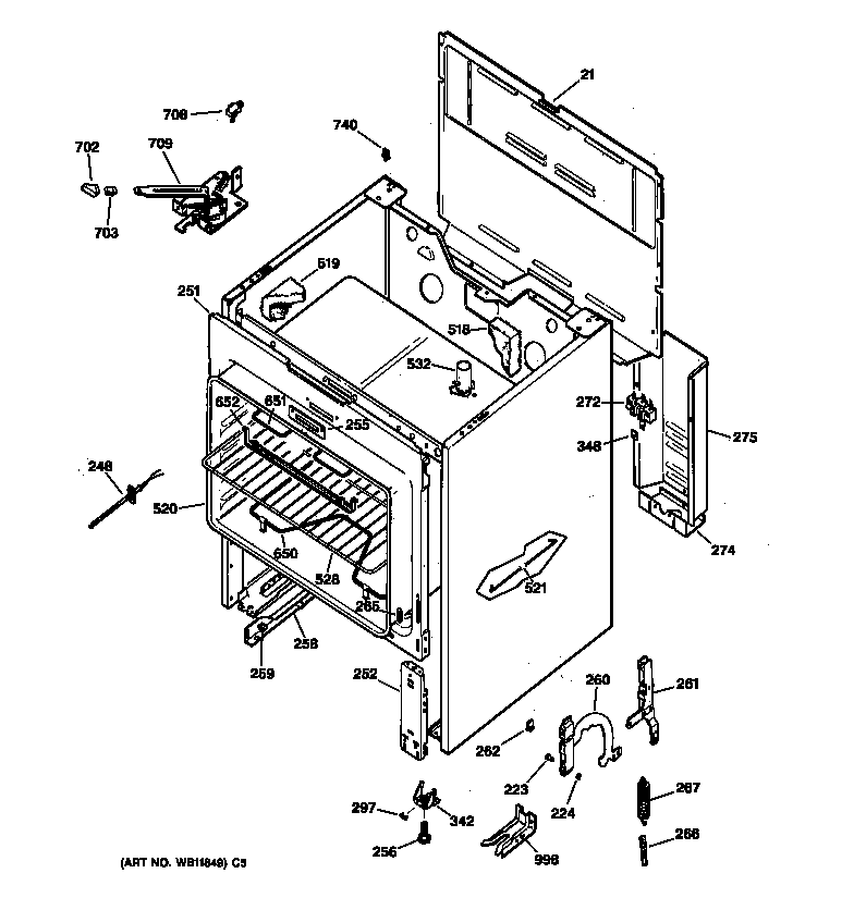 GE JBP19BB1 body parts diagram